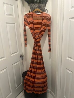 Zara Orange and Black Long Sleeve Dress/Long Cardigan